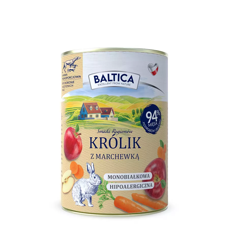 Baltica Karma mokra królik z marchewką 400g